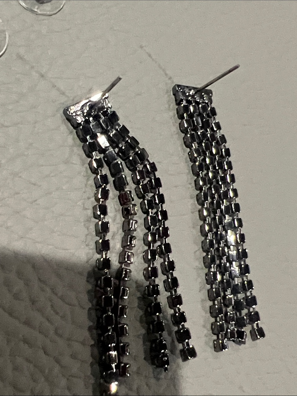 Draped Crystal Drop Earrings - Silver - Picture 4 of 6